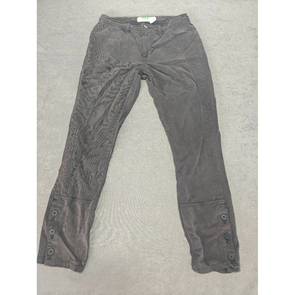 Anthropologie Women's Size 27 Charcoal Gray Skinny Pants Ankle Button Hem Stretc